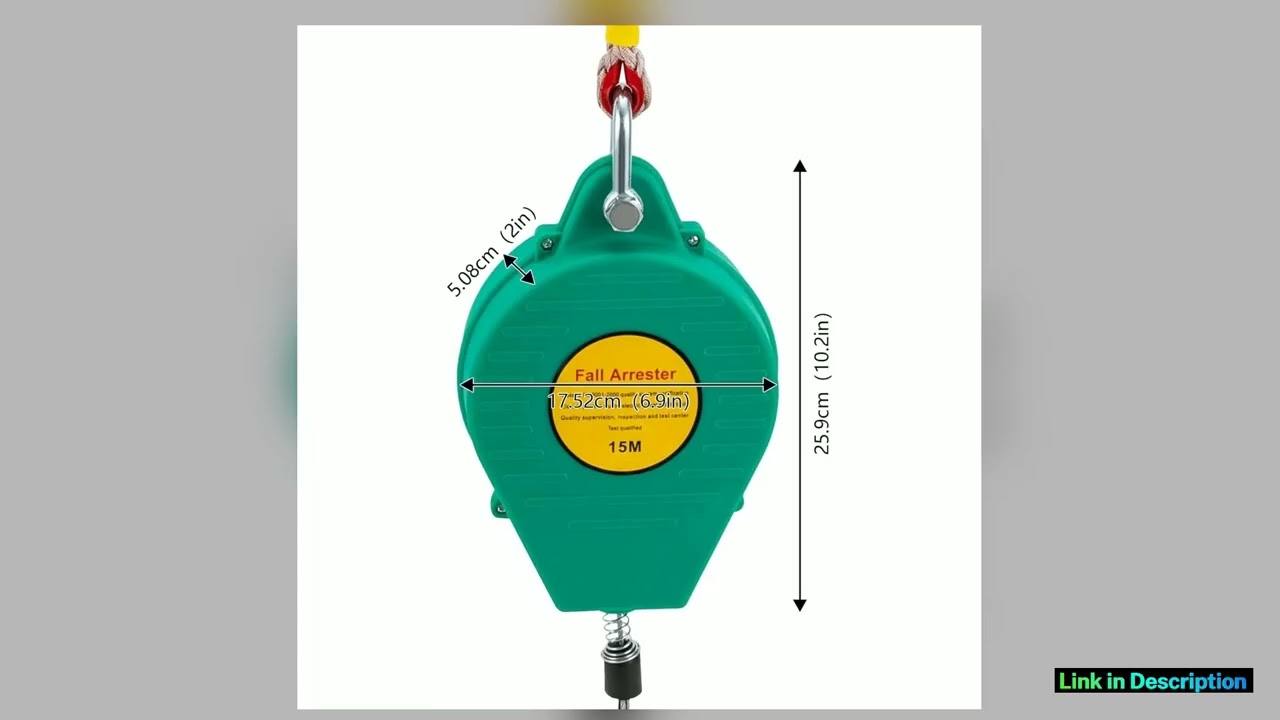 492ft15m Green Safety Self Retracting Lifeline Fall Arrester Fall Protection Device Portable Steel