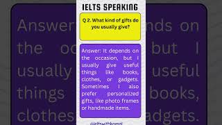 IELTS Speaking Part 1: Intro Questions about Gifts with Answers |  #ielts #shorts