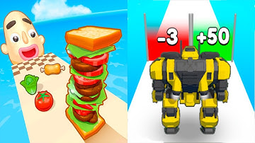 Sandwich Runner Pile Ingredients VS Robo Run - All Levels SpeedRun Gameplay Android iOS Ep1