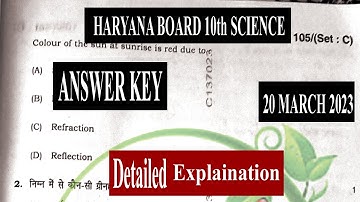 ANSWER KEY CLASS 10 SCIENCE | HARYANA BOARD EXAM | SET 105/C | 20 MARCH 2023. Kota science hub
