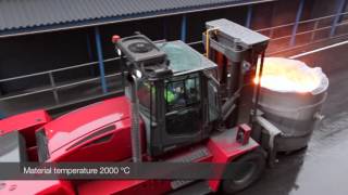 Kalmar DCG160-12 handling molten steel