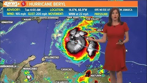 Tuesday 4am Tropical Update: Hurricane Beryl a Category 5 storm in the Caribbean Sea