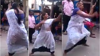 Indian Beautiful Aunty M Dance Performance On The Road Wow Newly Telugu