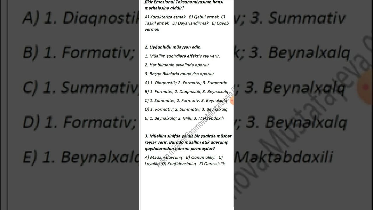 MİQ 2022. KURİKULUM QƏBUL SUALLARI 2-Cİ HİSSƏ. Ayşən müəllim Qasımova Mustafayeva 055 468 89 24