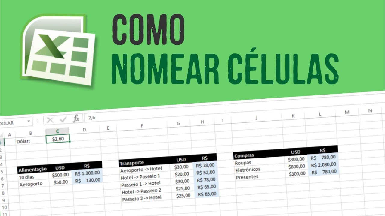 Como Fazer Para Nomear Uma Celula No Excel