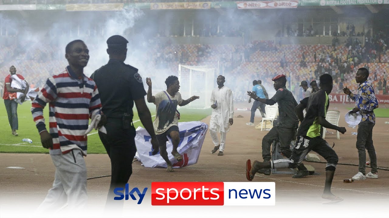 Tear gas used to disperse fans during crowd riots after Nigeria lose to Ghana in World Cup Qualifier