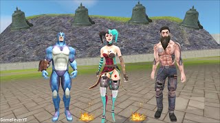 Rope Hero: Mafia City Wars (Chinese - Harlequin) Rope Hero Fight Poison Girl in Garden - Gameplay HD screenshot 2