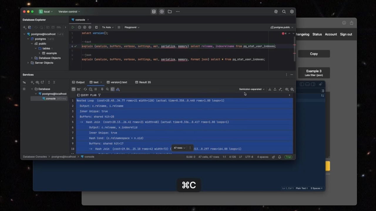 How to get nicely formatted EXPLAIN output with DataGrip - YouTube