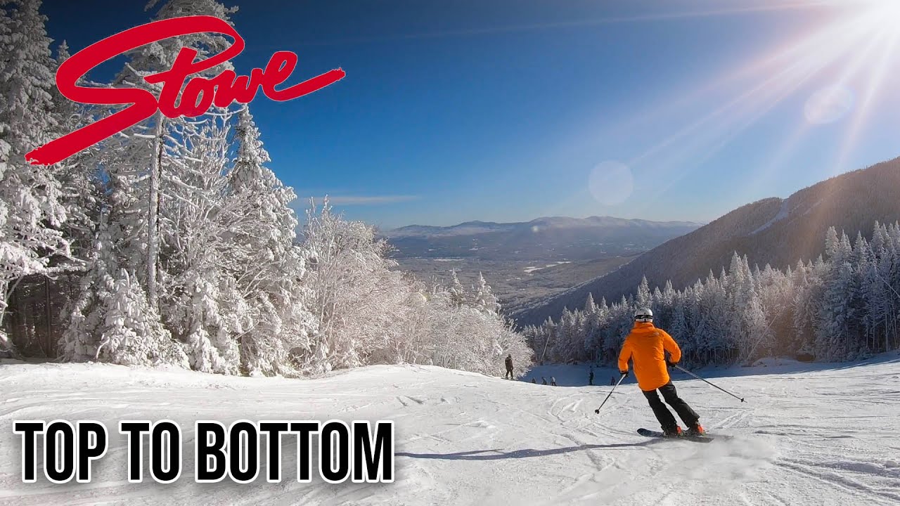 Skiing Stowe, VT, Mansfield Gondola - Top to Bottom