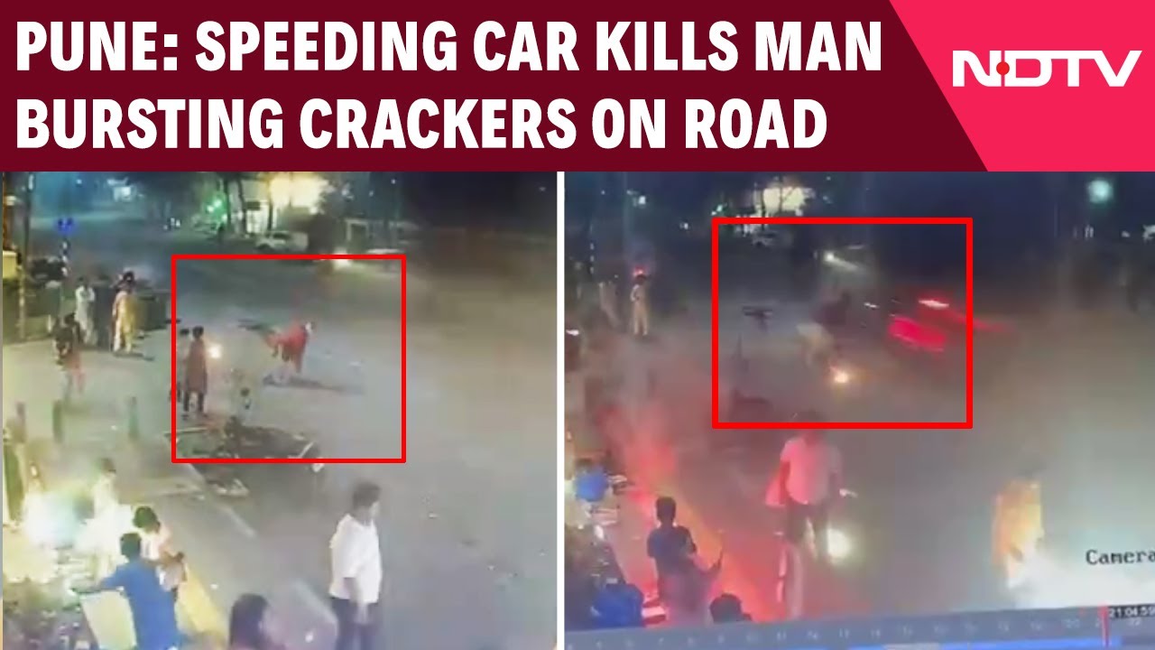 Pune News | On CCTV, Speeding Car Kills Man Bursting Crackers On Road In Pune