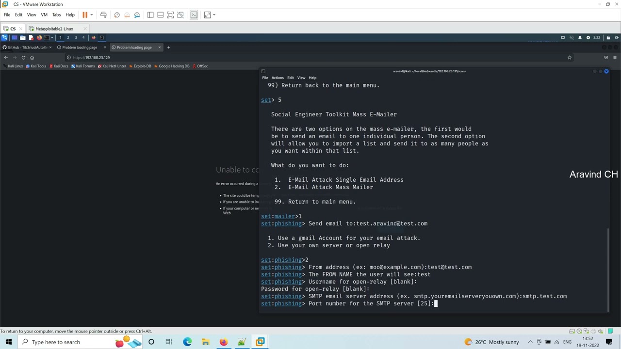 how to send the mail using setoolkit in Kali Linux
