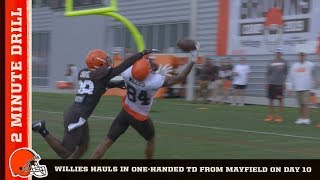 2 Minute Drill: Willies hauls in one-handed TD from Mayfield on day 10 | Cleveland Browns