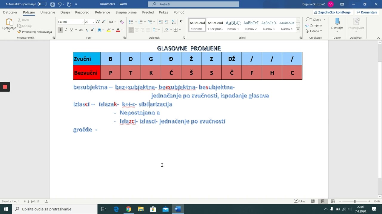 Glasovne promjene (ponavljanje)