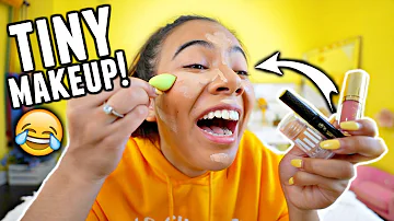 TINY MAKEUP CHALLENGE!! Full face of ONLY tiny makeup products.