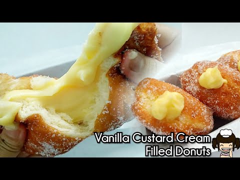 Vanilla Custard Cream Filled Donuts Donat Isi Vla Vanilla Youtube