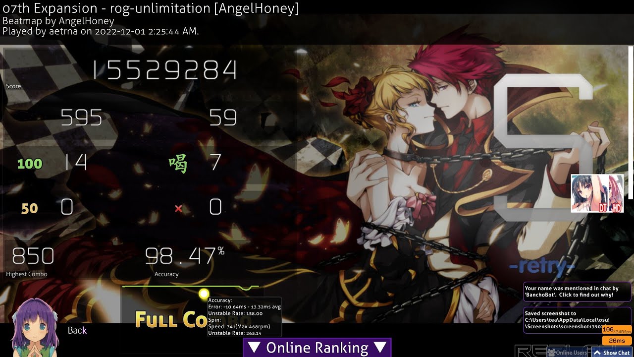 [9.82⭐ 330 BPM] Merami - rog-unlimitation +HDDT FC (98.47% 1206pp) w/ Chat Reaction osu!