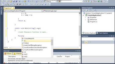 fibonacci series c# simple and easy code