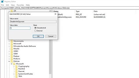 HOW TO DISABLE WINDOWS DEFENDER USING THE  REGISTRY EDITOR