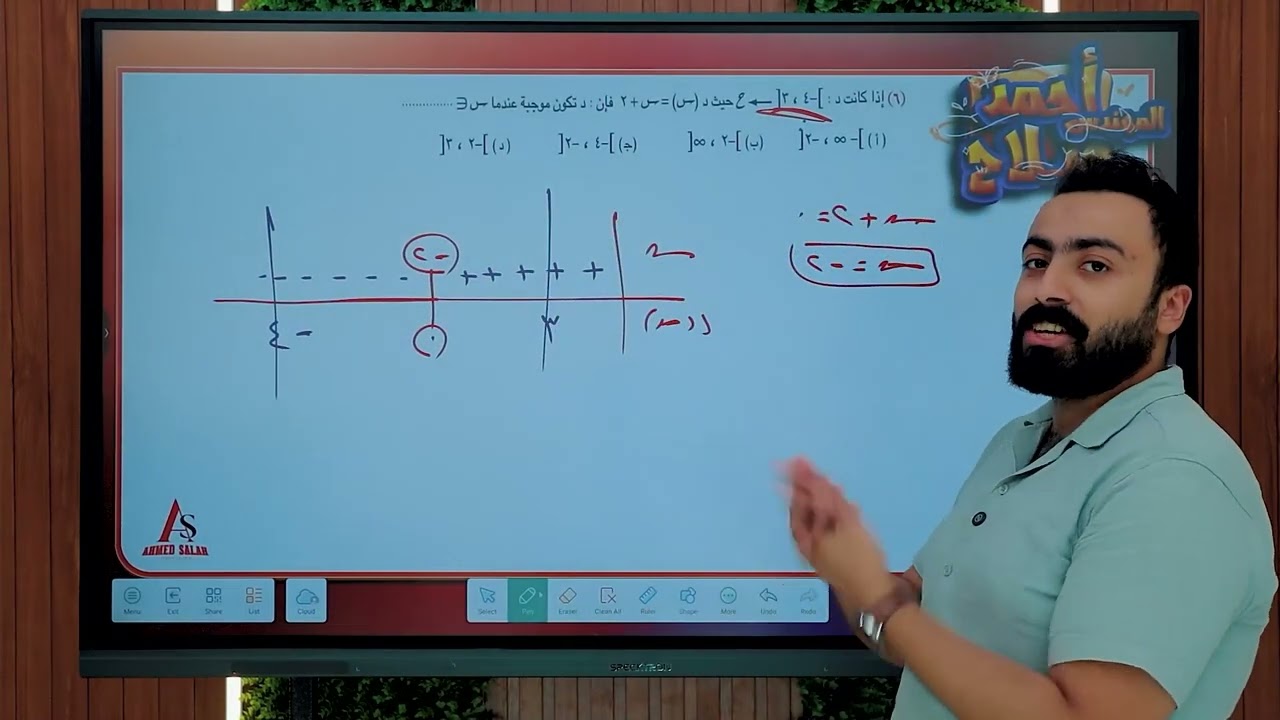 حل تمارين الدرس الاول جبر -إشارة الدالة ـ الصف الأول الثانوي - ترم اول 