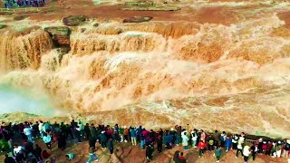 🔴Hukou Falls Of The Yellow River The Rapid Water Of The Yellow River Rushes Down. 🌍