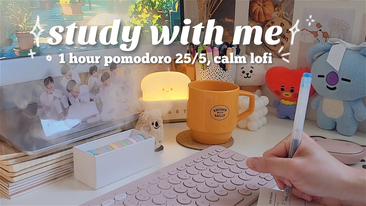 1 HOUR STUDY WITH ME 🌿 pomodoro 25/5, calm lofi music, typing, cozy ...