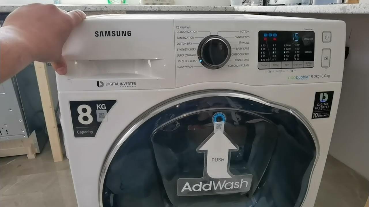 Samsung Wash&Dry WD80K5410OW/EU EcoBubble 8kg/6Kg Washing Machine - YouTube