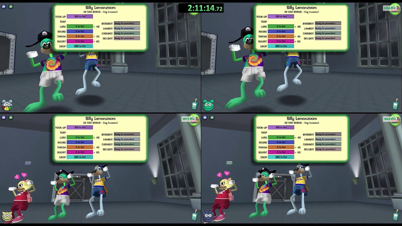 TTR Quad Toon 20 Buildings Speedrun | Toontown Rewritten