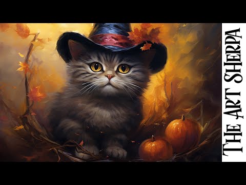 How to paint a Witches Cat 🌟🎨 How to paint acrylics for beginners: Paint Night at Home Halloween