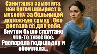 видео: Санитарка заметила, как богач швыряет в мусорку за больницей дорожную сумку . Она достала её... картинка: Санитарка заметила, как богач швыряет в мусорку за больницей дорожную сумку . Она достала её...