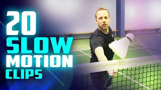 Badminton shots Slowmotion - Footwork and Trickshots