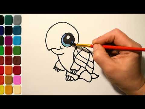 how to draw little cute turtle