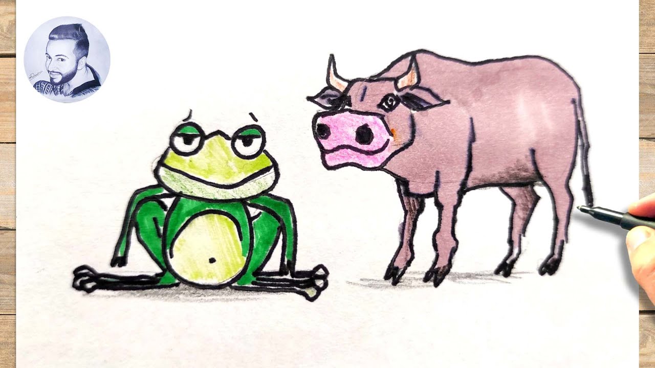 Comment dessiner un boeuf et une grenouille - YouTube