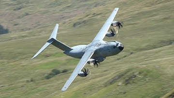 RAF A400M showing us how to fly low level in the Mach Loop. 