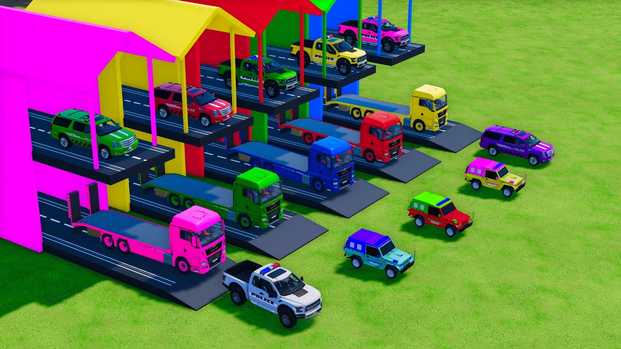 TRANSPORTING ALL POLICE CARS and AMBULANCE EMERGENCY VEHICLES WITH MERCEDES POLICE TRUCKS ! FS22