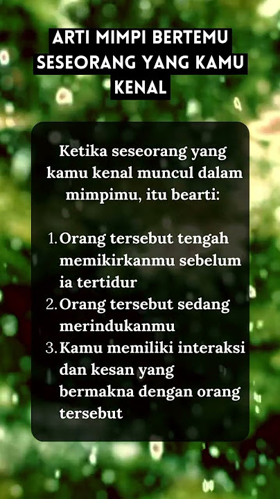 Mimpi bertemu seseorang yang kamu kenal #shorts #shortsvideo