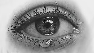 كيفية رسم رسم العين البكاء - رسم تعليمي واقعي لرسم العين البكاء - كيفية رسم العين بالدموع