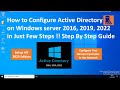 How to Configure Active Directory on Windows Server 2022 !! Configure First Domain !! Just Few Steps