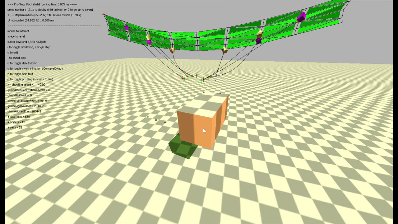 paragliding simulation bullet physics 2.71 SDK (2008) prototype demo ii