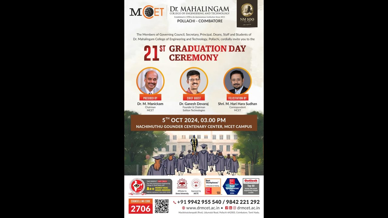 21st Graduation Day Celebration | Dr. Mahalingam College of Engineering ...