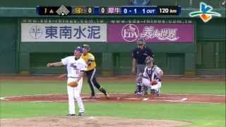 20130712 CPBL 象 VS 犀牛 1上 蘇力颱風有助力,張志豪打出HR, 1:0