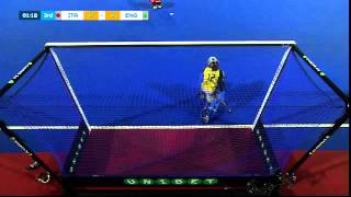 ITA 0-0 ENG Alex Danson pulls the penalty flick wide #UEHC2015 #EHC2015