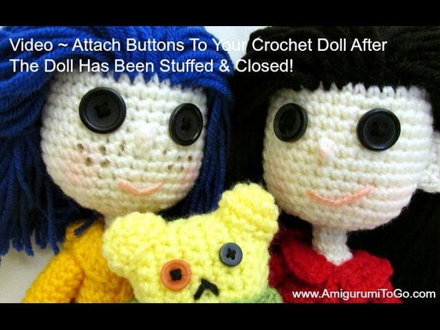 Crochet Doll Coraline With Button Eyes or Regular Eyes 