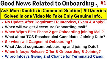 Onboarding Good News Capgemini, Infosys, Wipro TOP MNC Giving 2nd Chance for All Terminated Employee