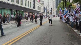 Dueling protests in downtown Atlanta as Hamas group attacks Israel