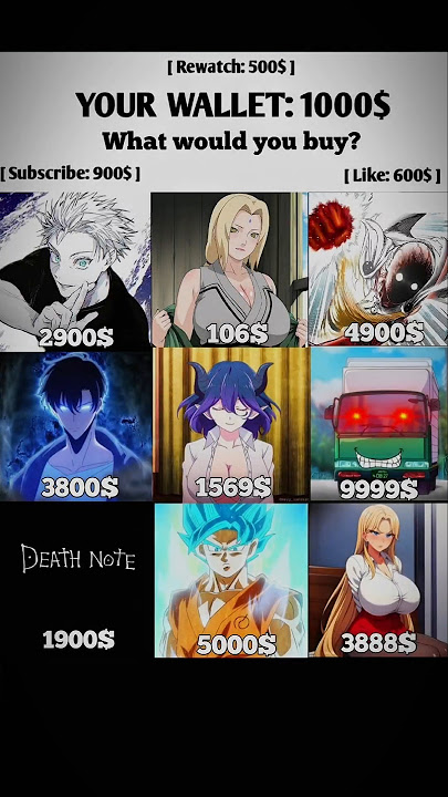 What would you buy? #shorts #tsunade #gojo #goku #sungjinwoo #vermeil #saitama #onepiece #viral