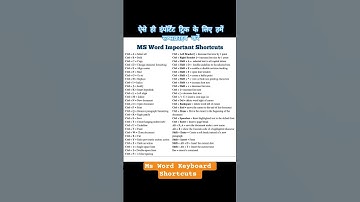 Ms word keyboard Shortcuts|important shortcuts keys #mswordshortcuts #msword #typing #futuremoves