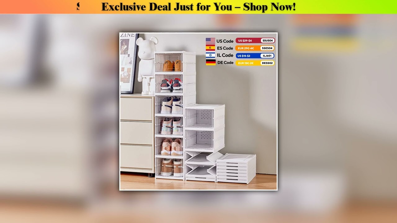 Best 6 Layers Shoes Box Foldable Transparent Sneaker Shoe Storage Organizers Box Stackable Dustproo