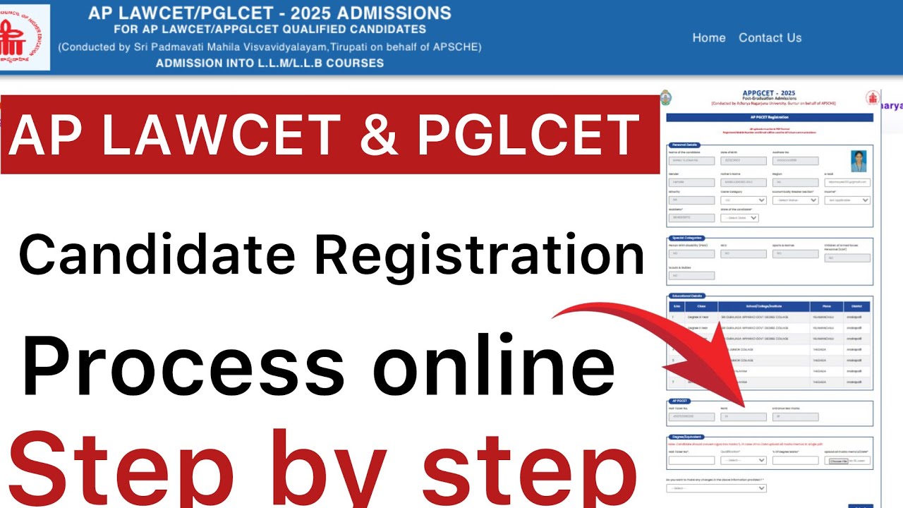 AP LAWCET & PGLCET CANDIDATE REGISTRATION PROCESS 2025 | AP LAWCET CANDIDATE REGISTRATION 