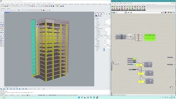 Algorithm for creating 3d curtain walls using only axis lines in Grasshopper.(result oriented video)