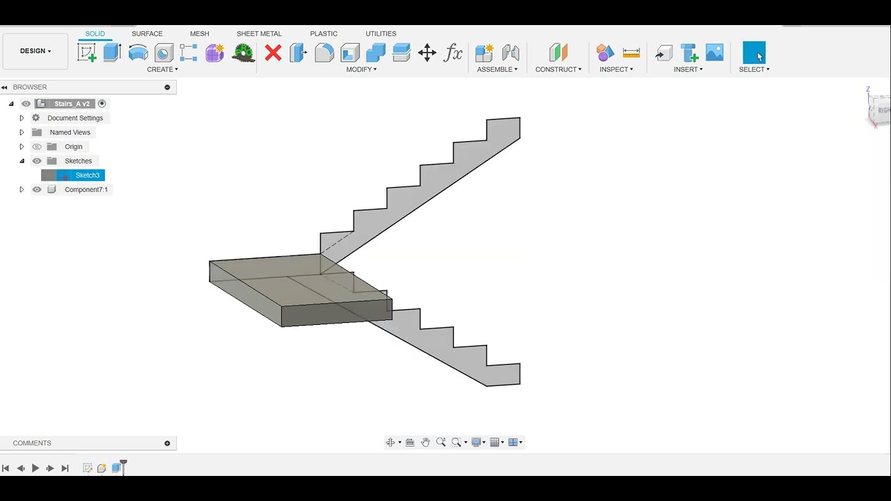 Fusion 360, U-turn stairs. Stair modeling basics( for beginners) 